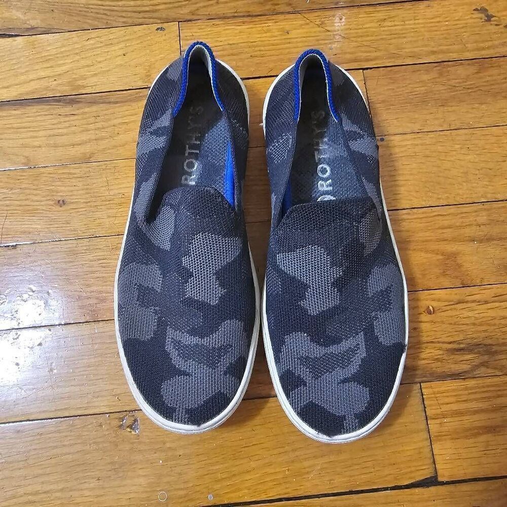 Rothys Womens Knit Slip On Sneakers Camouflaged Gray Size 5.5